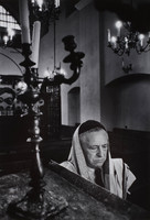 Abraham Fogel, the reader, at Krakow's Remu synagogue.  The last of the rabbis fled in 1968.